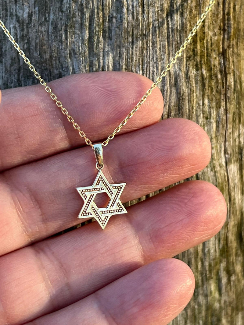שרשרת מגן דוד מעוטר זהב 14 קראט - האר"י תכשיטי מקובלים
