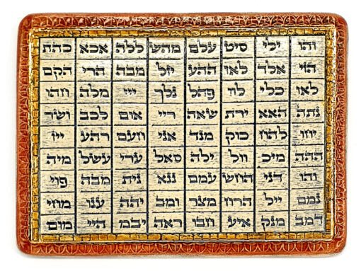 אריח חרס בעבודת יד – 72 שמות הבורא - האר"י תכשיטי מקובלים