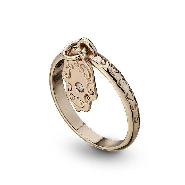 טבעת "יד השולמית" זהב משובצת יהלום - האר"י תכשיטי מקובלים