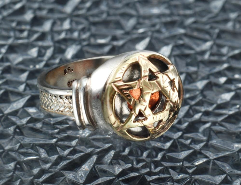 טבעת מגן דוד חמש מתכות - האר"י תכשיטי מקובלים