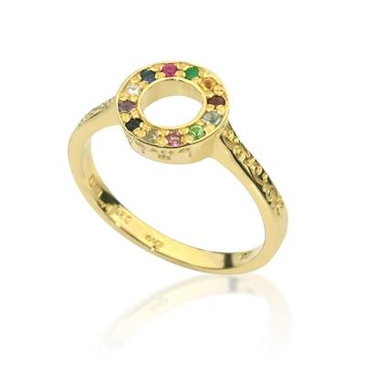 טבעת "רחל" חושן זהב משובצת אבנים טבעיות - האר"י תכשיטי מקובלים