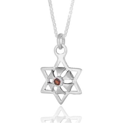 "Star Abundance" Silver Pendant set with Ruby - HA'ARI JEWELRY Hand-crafted Kabbalah & Jewish jewelry