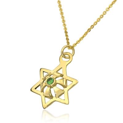 "Star Abundance" Gold Pendant set with Emerald - HA'ARI JEWELRY Hand-crafted Kabbalah & Jewish jewelry