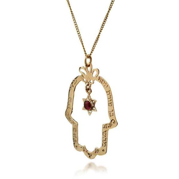 Dafna Gold Hamsa Pendant with Star of David - HA'ARI JEWELRY Hand-crafted Kabbalah & Jewish jewelry